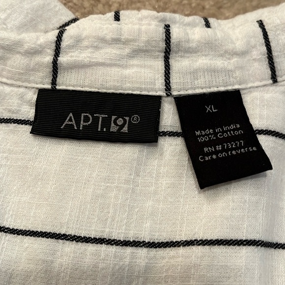 XL Apt. 9 Casual Striped Oversized Button Down Shirt , 100% cotton, white & blue - Picture 3 of 14